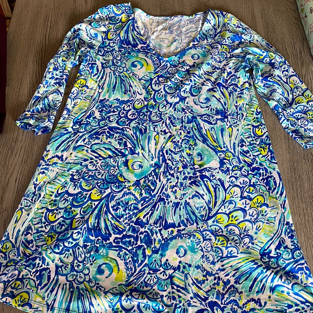 Barely worn Lilly Pulitzer long sleeve fish pattern dress L